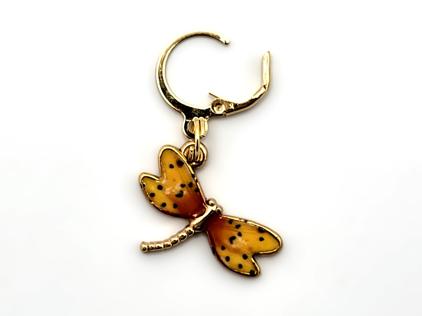 Orange Dragonfly Stitch Markers | Enamel Charm Stitch Markers 3pc