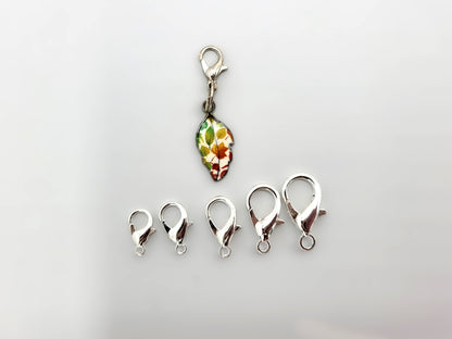 Mixed Print Leaf Stitch Markers | Enamel Charm Stitch Markers 5pc