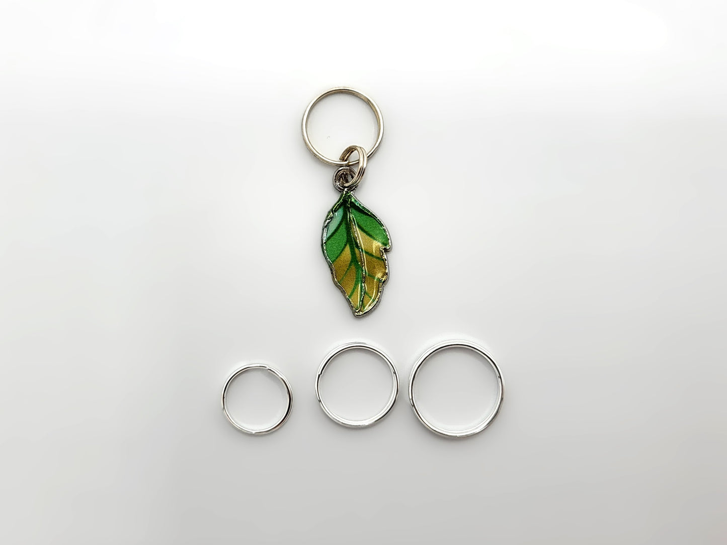 Mixed Print Leaf Stitch Markers | Enamel Charm Stitch Markers 5pc