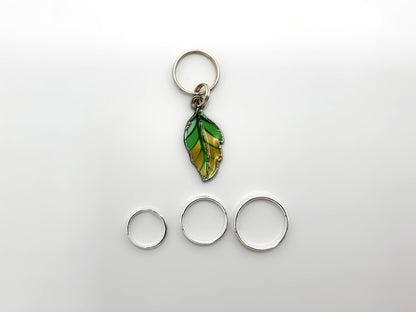 Mixed Print Leaf Stitch Markers | Enamel Charm Stitch Markers 5pc