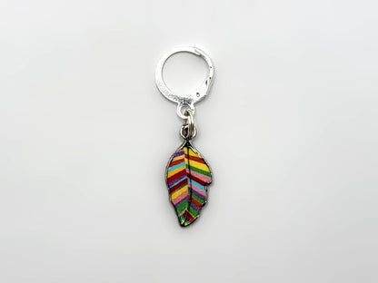 Mixed Print Leaf Stitch Markers | Enamel Charm Stitch Markers 5pc