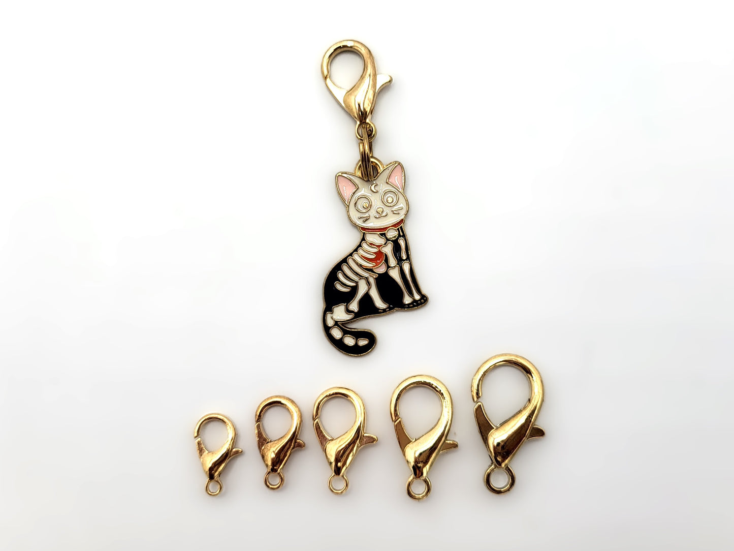 Half Skeleton Animal Stitch Markers | Enamel Charm Stitch Markers 3pc