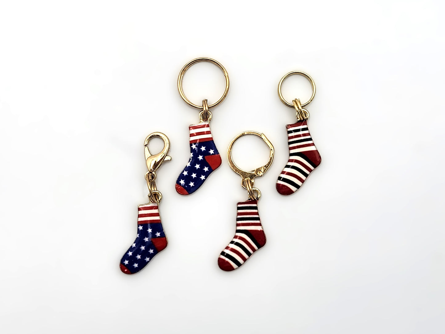 Sock Stitch Markers for Knitters | Enamel Charm Stitch Markers 4pc