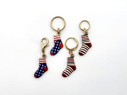 Sock Stitch Markers for Knitters | Enamel Charm Stitch Markers 4pc