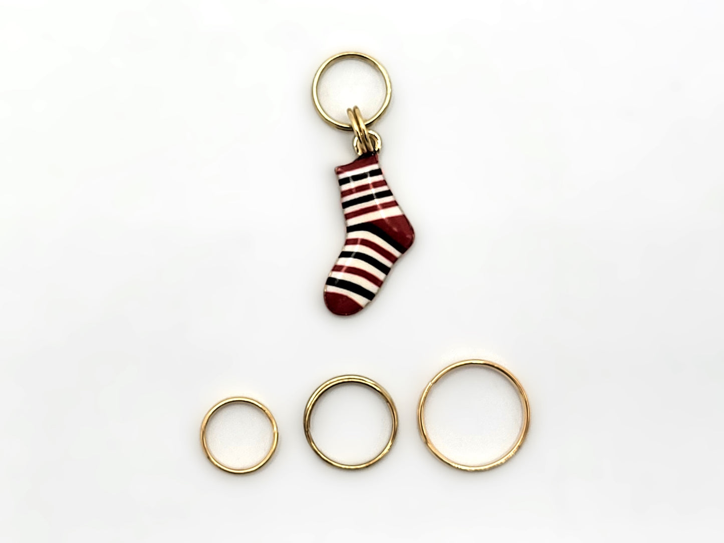 Sock Stitch Markers for Knitters | Enamel Charm Stitch Markers 4pc