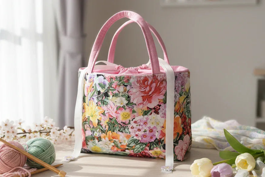 Spring product setting with your floral tote bag