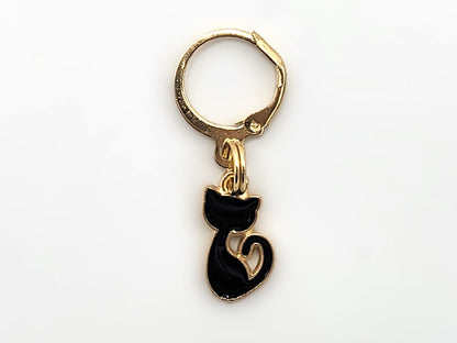 Tiny Black Cat Stitch Markers | Enamel Charm Stitch Markers 3pc
