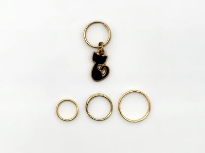 Tiny Black Cat Stitch Markers | Enamel Charm Stitch Markers 3pc