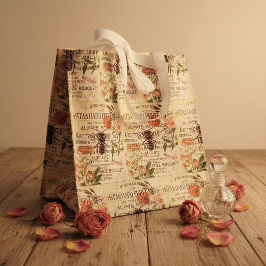 Vintage Perfume Label Gift Bag Styled