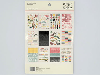 Simple Stories Sticker Book, Simple Vintage Cottage Fields, 12 Sheets with 648 stickers