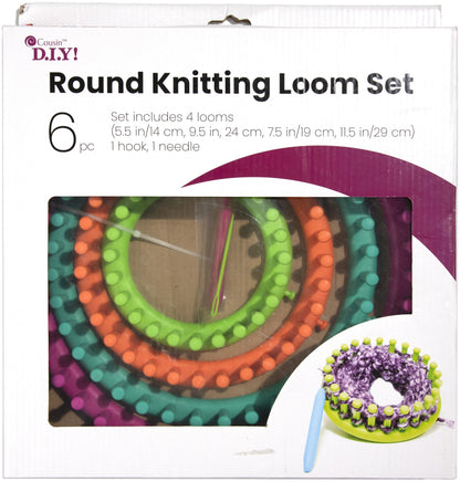 Cousin DIY Easy Knitting Round Loom Kit 6pc