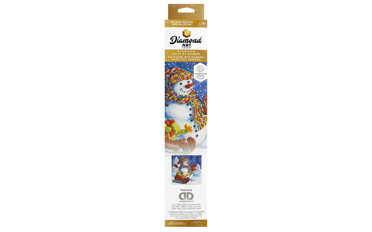 Diamond Art Kit 12x12" Intermediate Holiday Snowman Fun - full drill