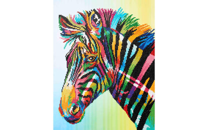 Diamond Art Kit 16x20" Advanced Colorful Zebra