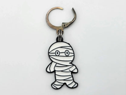 Mummy stitch markers with round clasp attachment — flat lay sampler
