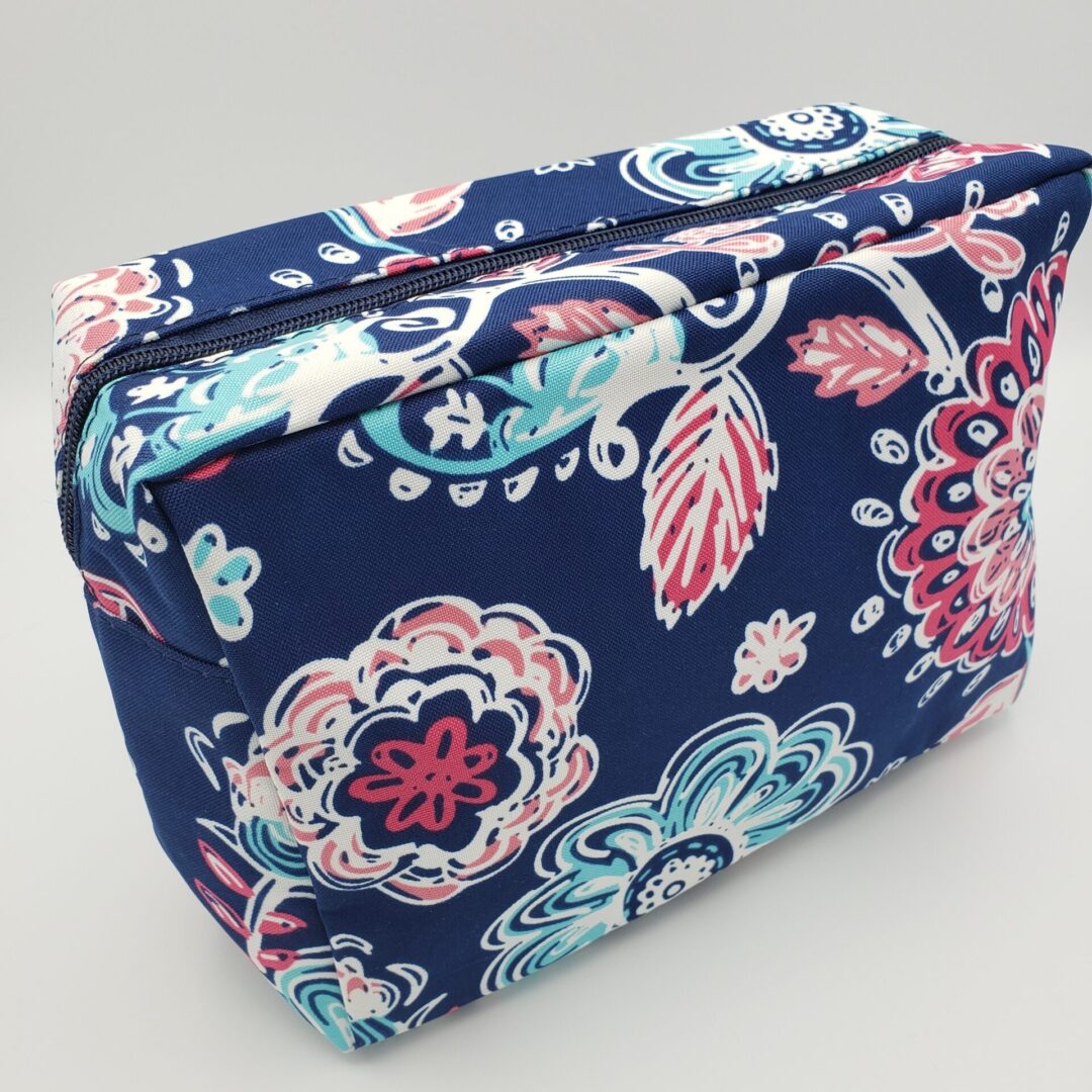 Medium Blue Floral Square Bottom Bag