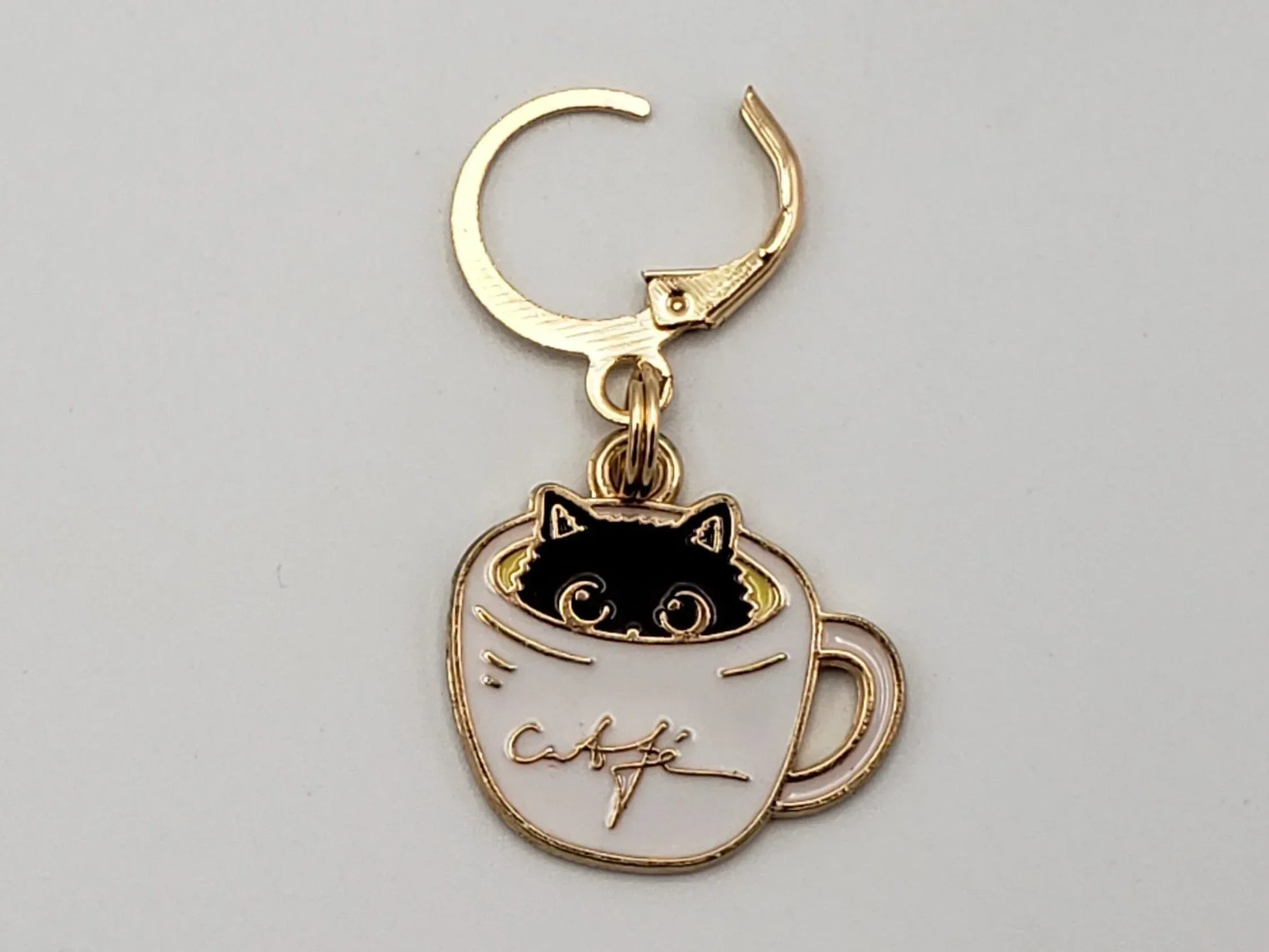 Cat Stitch Markers for Knitting, 3 pc Coffee cups | Crochet stitch marker, progress keeper, project bag charms, crochet accessory
