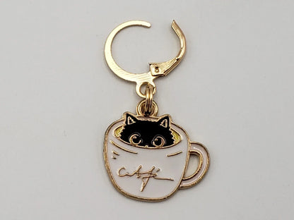 Cat Stitch Markers for Knitting, 3 pc Coffee cups | Crochet stitch marker, progress keeper, project bag charms, crochet accessory