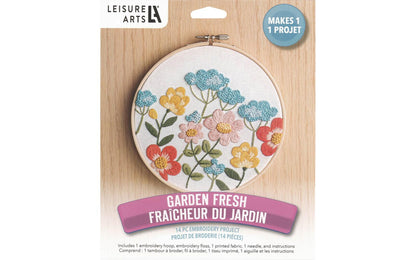 Leisure Arts Kit Mini Maker Embroidery 6" Garden Fresh