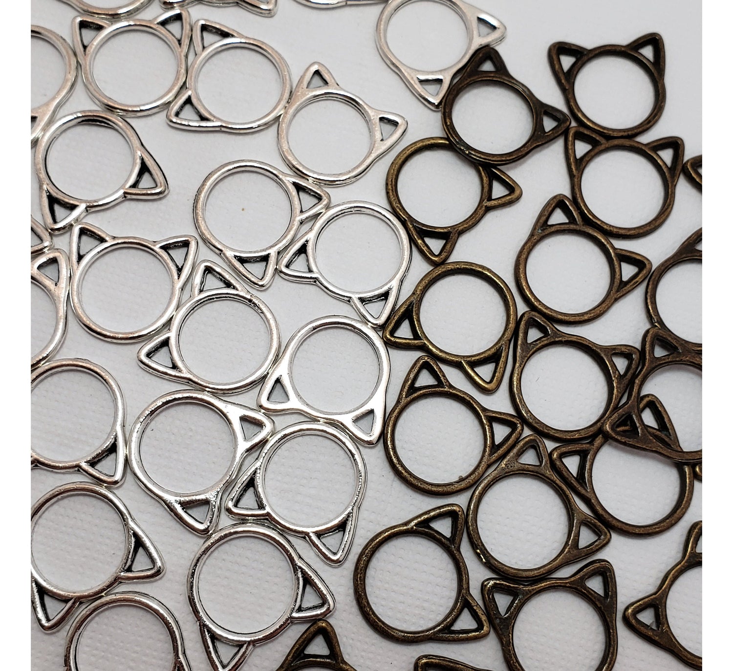 15pc Small or Medium Cat Ring Stitch Markers for Knitting, 9mm or 12mm inner diameter | closed stitch marker, knitting accessories