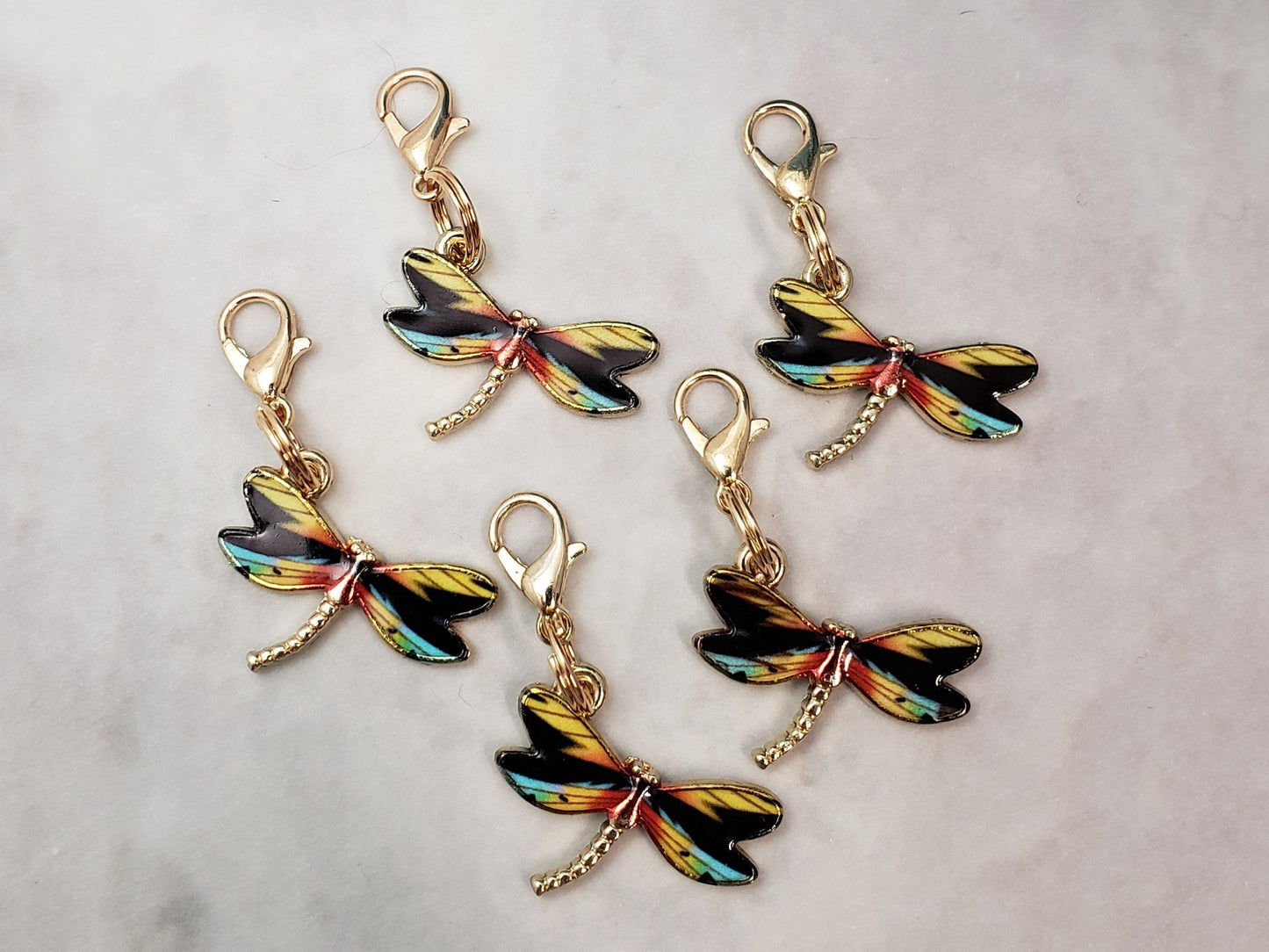 Stitch Markers for Knitting, 5pc Dragonflies | Crochet stitch marker, progress keeper, project bag charms, crochet accessory