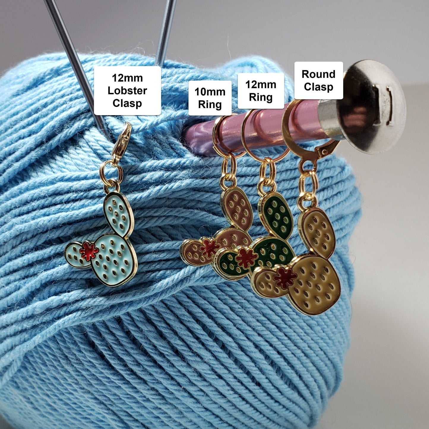 Cactus Stitch Markers for Knitting, 4pc mixed set | Crochet stitch marker, progress keeper, project bag charms, crochet accessories