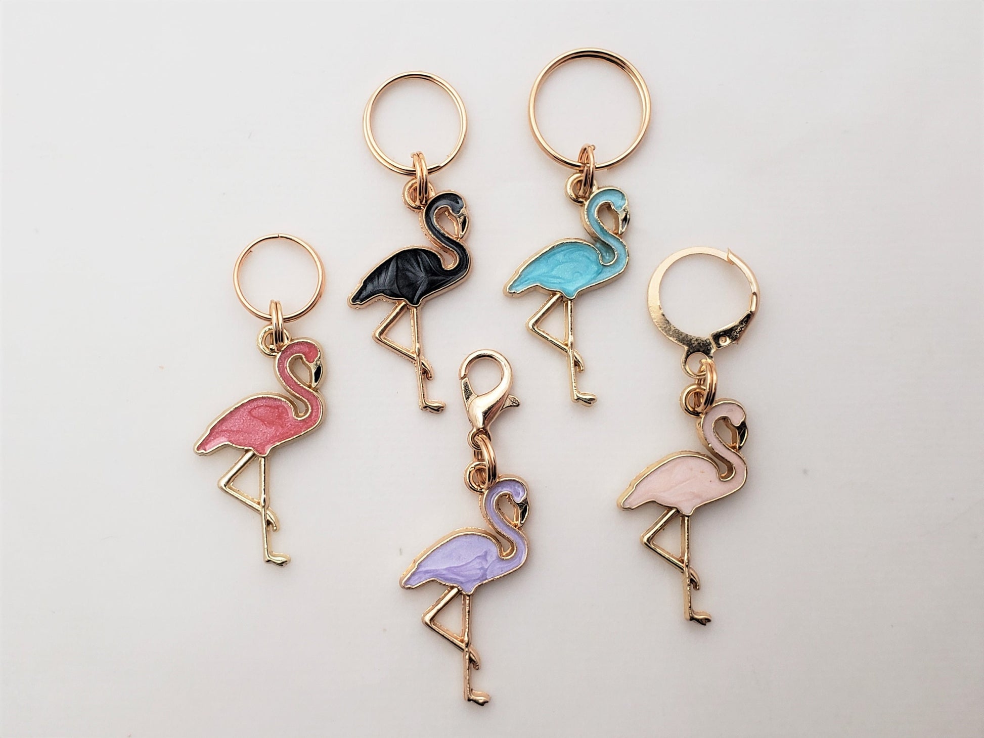 Stitch Markers for Knitting, Flamingos 5pc | Crochet stitch marker, progress keeper, project bag charms, crochet accessories