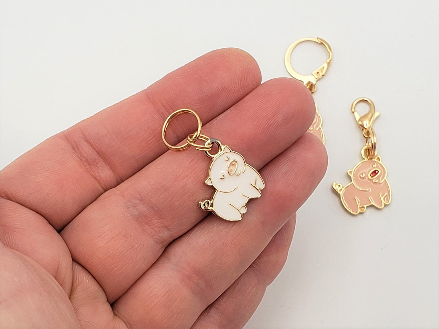 Pig Stitch Markers for Knitting 4pc | Crochet stitch marker, progress keeper, project bag charm, crochet accessory, knitting marker