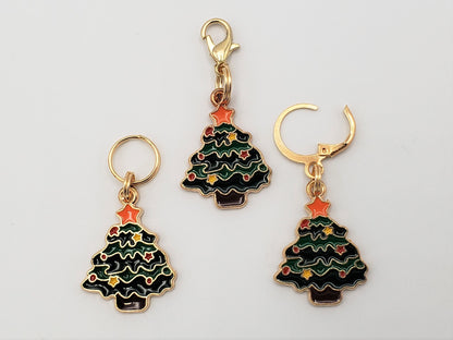 Christmas Tree Stitch Markers for Knitting 3pc | Crochet stitch marker, progress keeper, project bag charm, crochet accessory