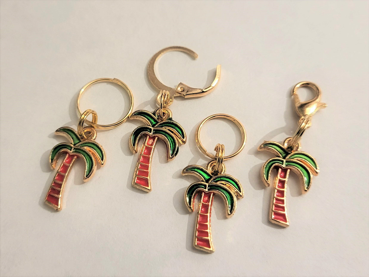 Stitch Markers for Knitting, Coconut Palm Trees, 4pc | Crochet stitch marker, progress keeper, project bag charms, crochet accessories