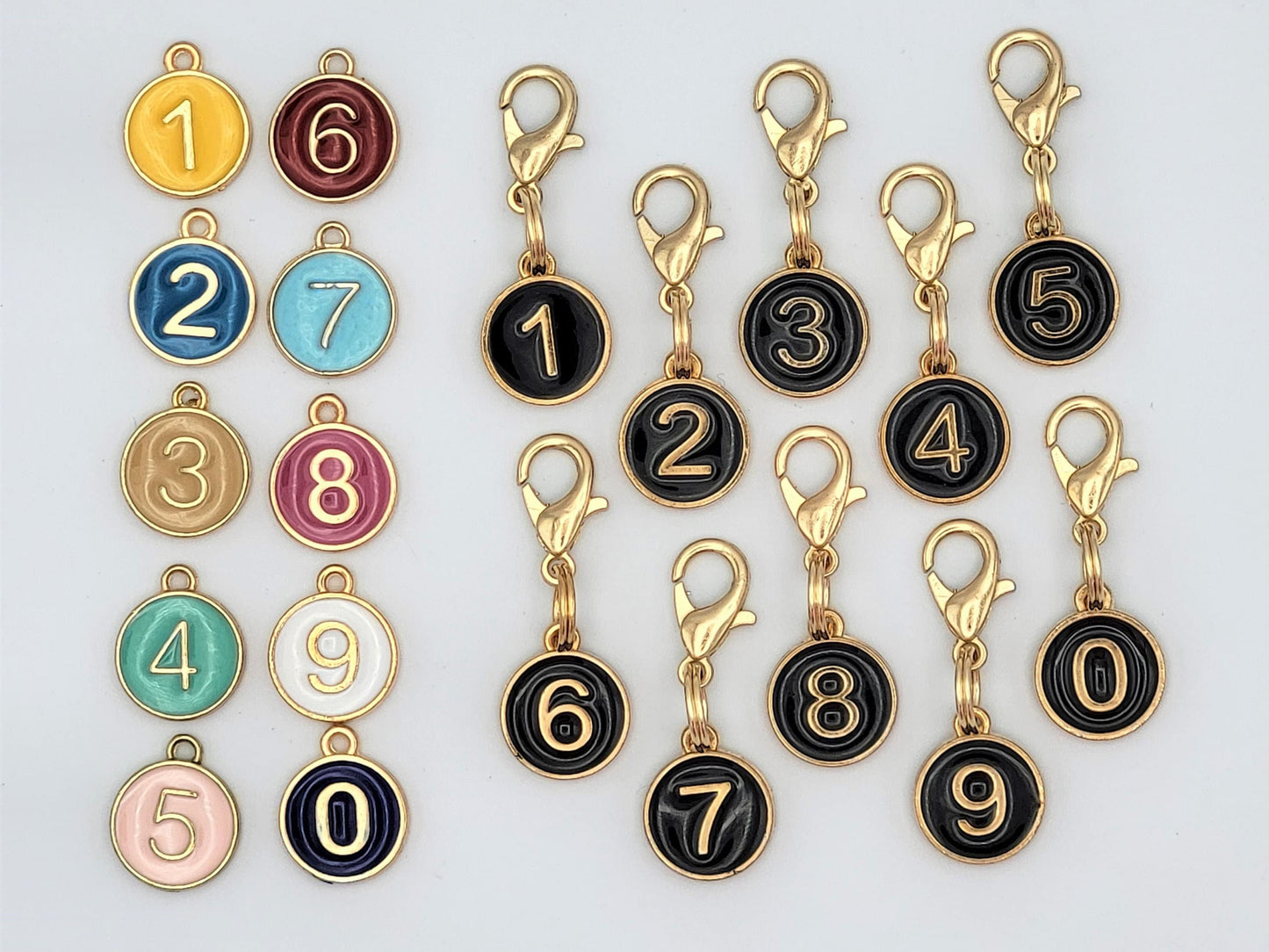 Number Stitch Marker for knitting and crochet, 0-9 Enamel Charms multi-colors | row counter, crochet hook marker, crochet stitch marker