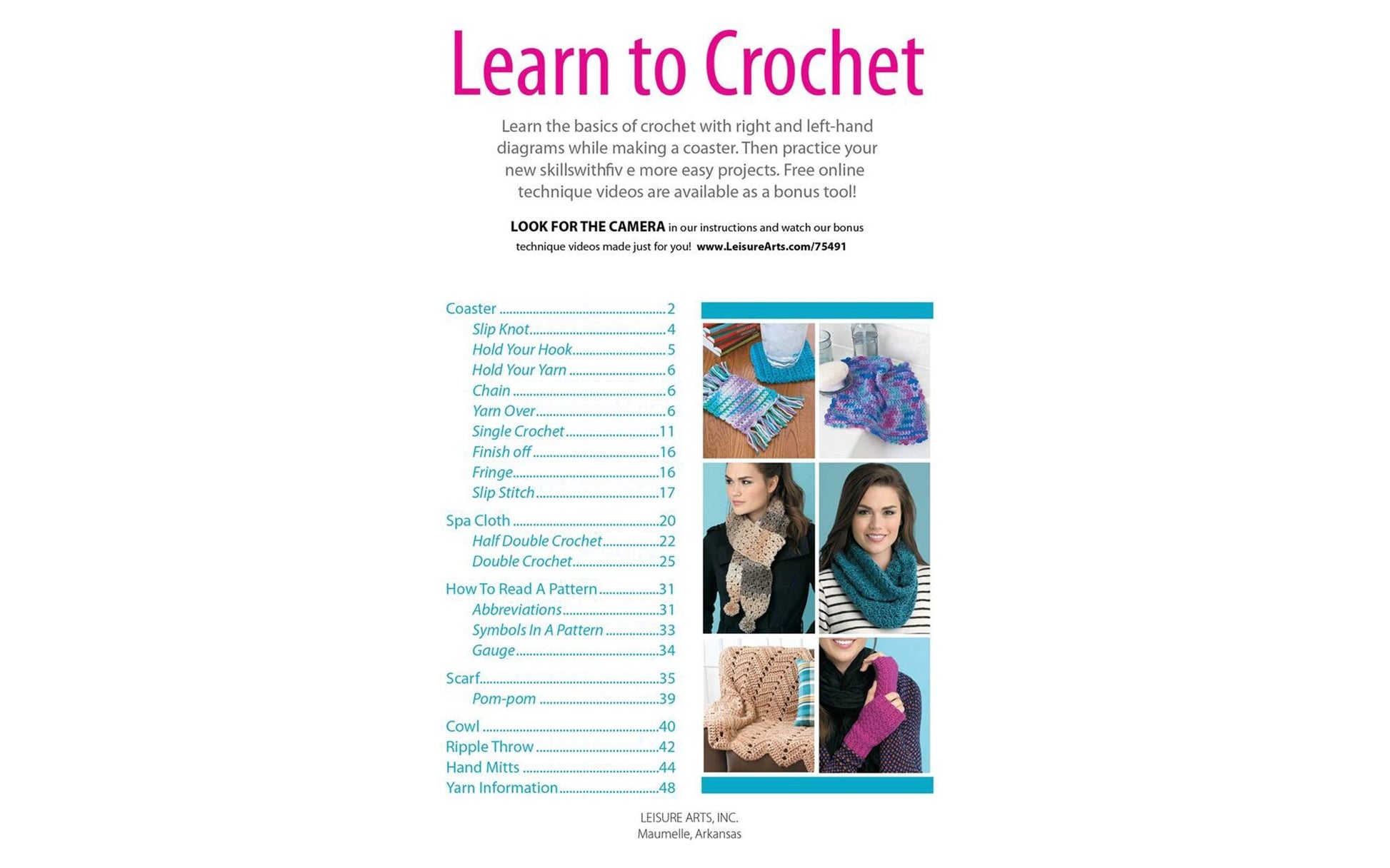 Leisure Arts Learn To Crochet Book | crochet accessories