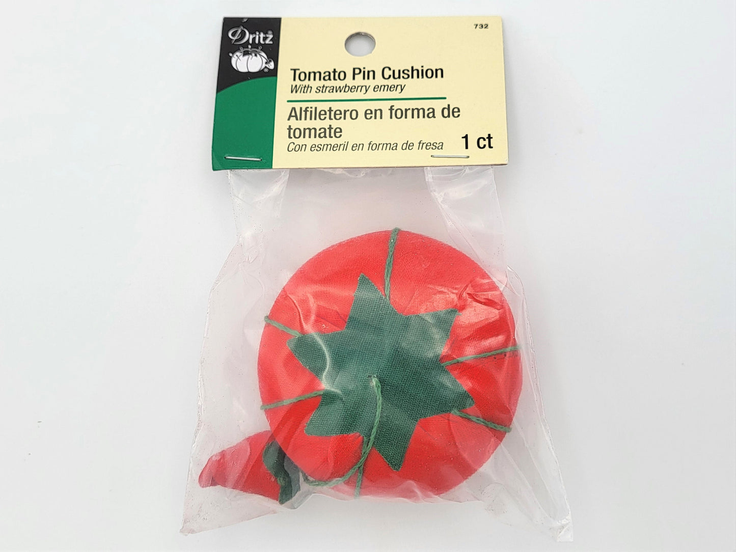 Dritz Tomato Pin Cushion with attached strawberry emery, 2.25" wide tomato