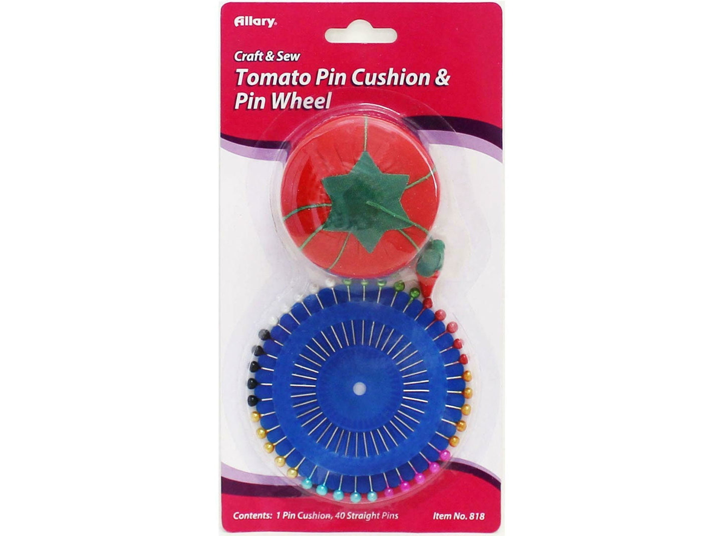 Allary Tomato Pin Cushion and Pin Wheel | Straight pins for quilters to hold fabric and patterns in place