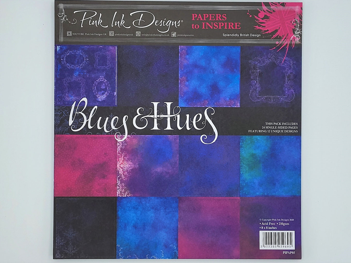 8x8" Paper Pad, Pink Ink Designs, Blues and Hues, 24 sheets | Cardmaking supplies, Scrapbook paper