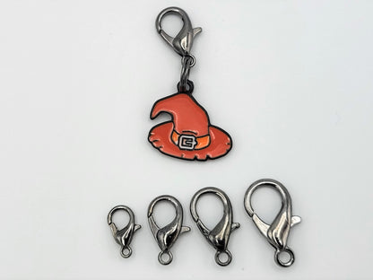 Halloween Orange Witches Hat Stitch Markers for Knitting 3pc | Crochet stitch marker, project bag charm, crochet accessory
