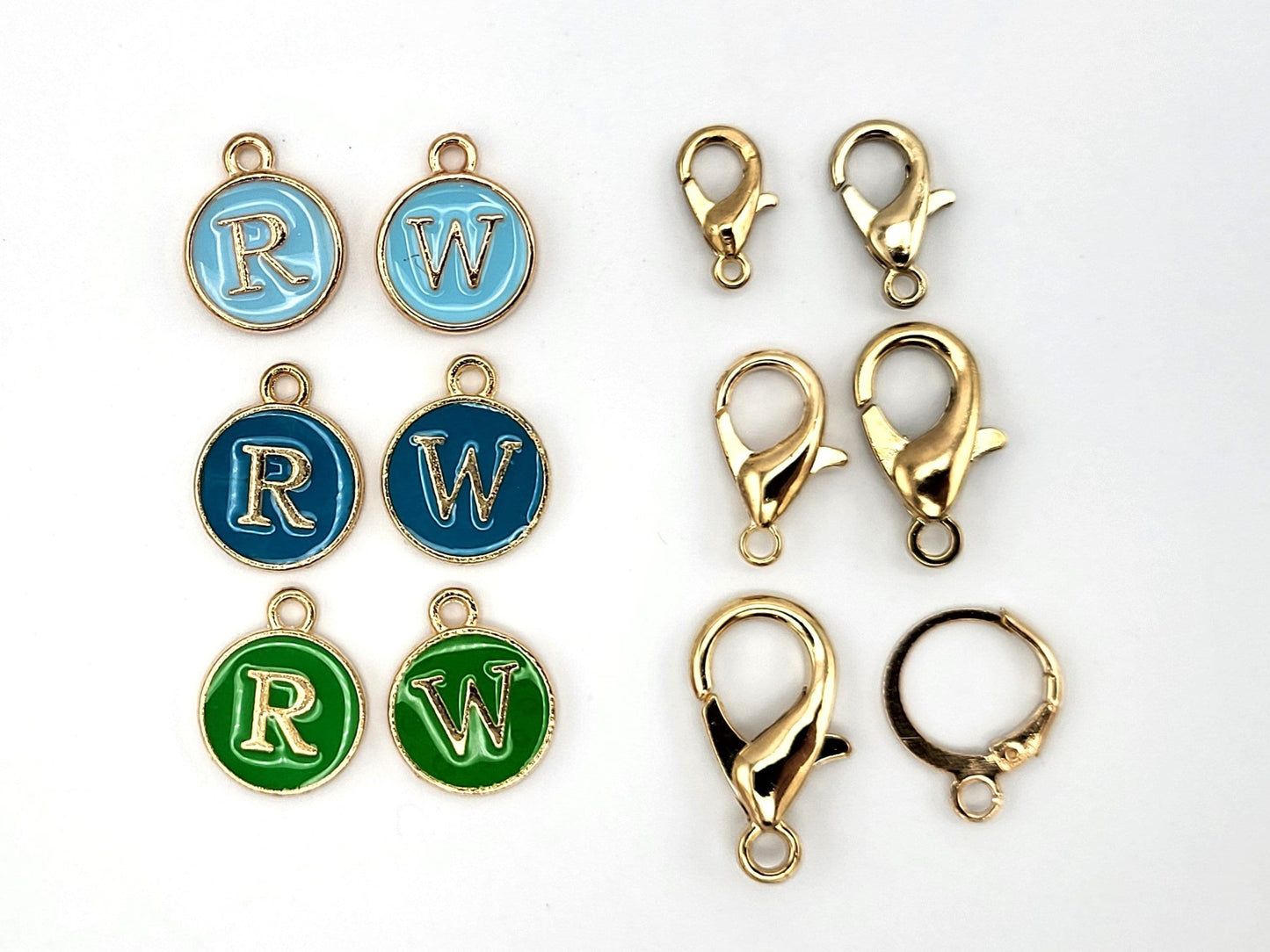 Right Side and Wrong Side Stitch Reminders for knitting and crochet, Enamel Charms multi-colors