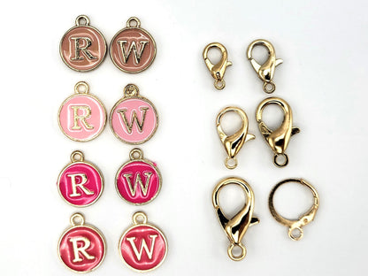 Right Side and Wrong Side Stitch Reminders for knitting and crochet, Enamel Charms multi-colors