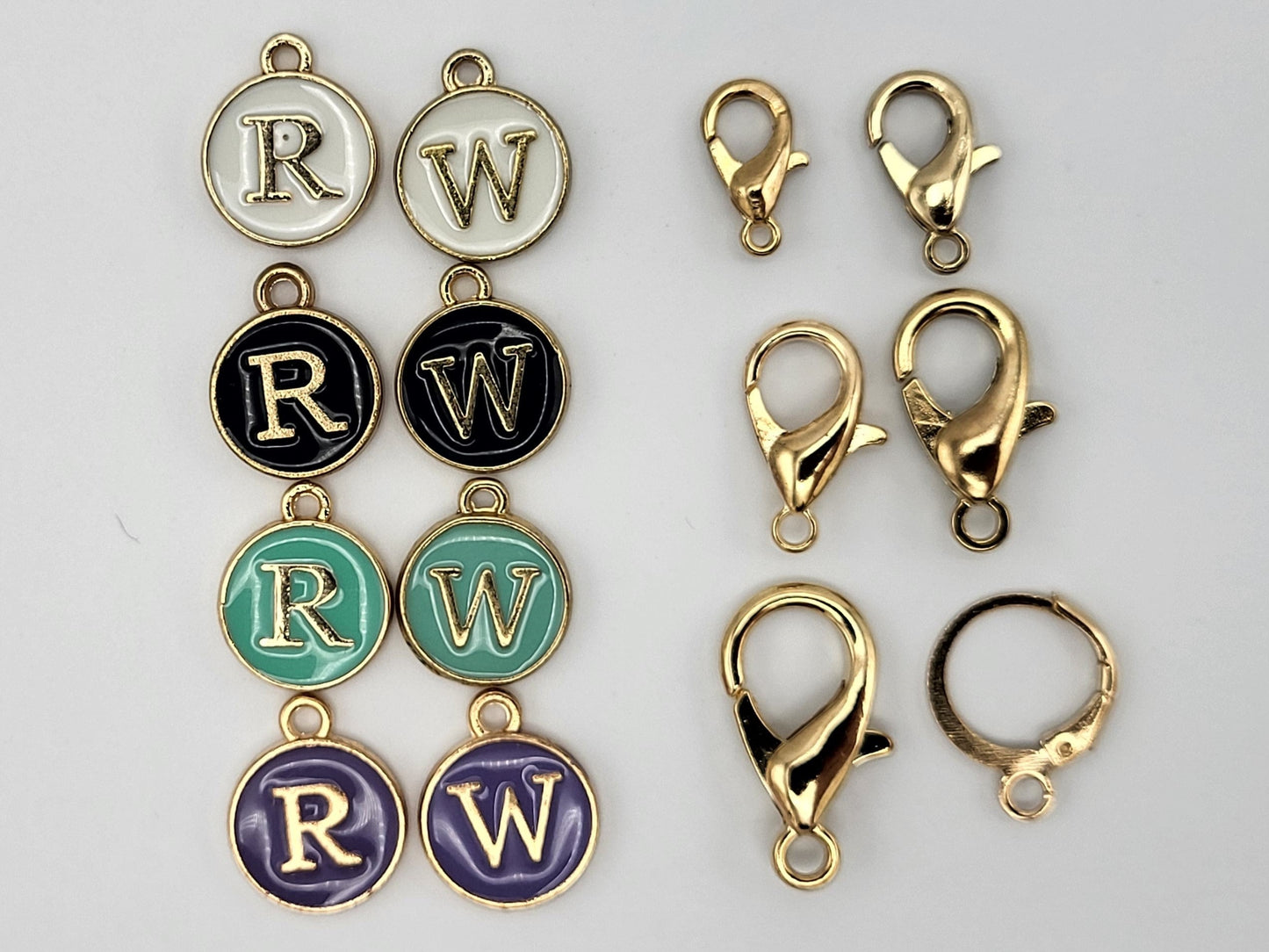 Right Side and Wrong Side Stitch Reminders for knitting and crochet, Enamel Charms multi-colors
