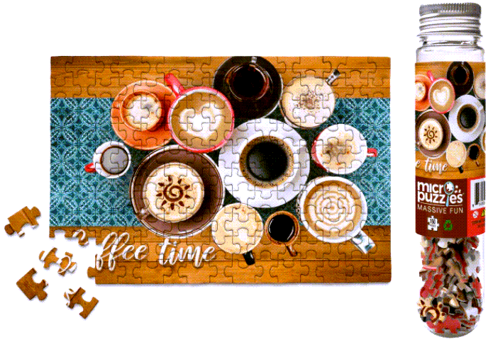 Micro Puzzles - Coffee Time, small 4x6" jigsaw puzzle, 150 pieces