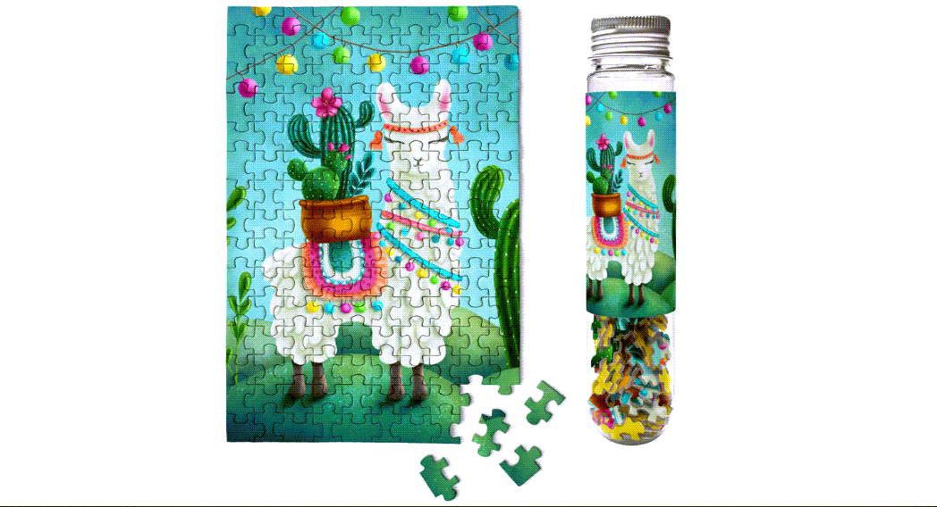Micro Puzzles - Llama Bama Ding Dong, small 4x6" jigsaw puzzle, 150 pieces