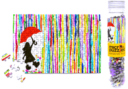 Micro Puzzles - Rainbow Rain, small 4x6" jigsaw puzzle, 150 pieces