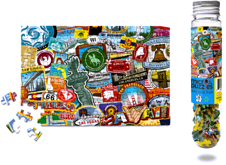 Micro Puzzles - Road Trip USA, small 4x6" jigsaw puzzle, 150 pieces