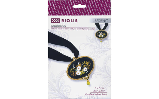 Riolis Needlework Kit Pendant White Rose, 2.75"x 2.75" #1708AC