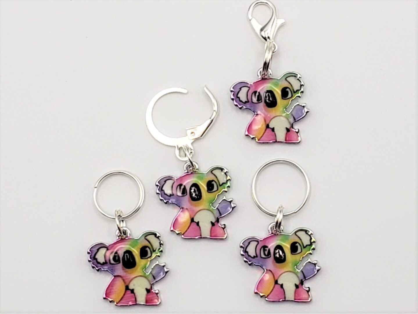 Stitch Markers, 4pc Tiny Rainbow Koala Bears