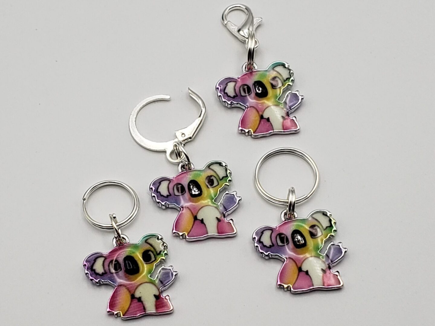 Stitch Markers, 4pc Tiny Rainbow Koala Bears